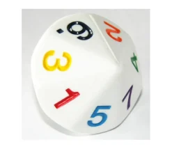 Dé 14 faces de 1 à 7 chiffres colorés 4 cm