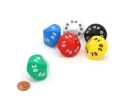 Dé 10 faces DIZAINE 00 à 90 opaques Jumbo 35 mm à l'unité (couleur mise au hasard)