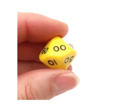 Dé 10 faces dizaine en opaque de 00 à 90 à l'unité (couleur mise au hasard)