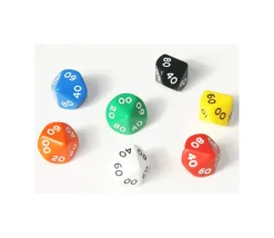 Dé 10 faces dizaine en opaque de 00 à 90 à l'unité (couleur mise au hasard)