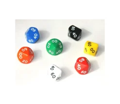 Dé 10 faces dizaine en opaque de 00 à 90 à l'unité (couleur mise au hasard)