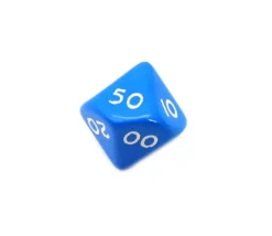 Dé 10 faces dizaine en opaque de 00 à 90 à l'unité (couleur mise au hasard)