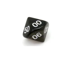 Dé 10 faces dizaine translucide de 00 à 90 à l'unité (couleur mise au hasard)