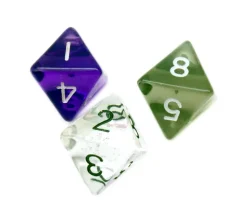 Dé 8 faces en translucide coloré à l'unité (couleur au hasard)