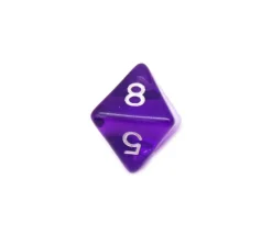 Dé 8 faces en translucide coloré à l'unité (couleur au hasard)