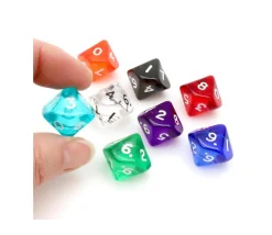 Dé 10 faces en translucide de 0 à 9 à l'unité (couleur mise au hasard)