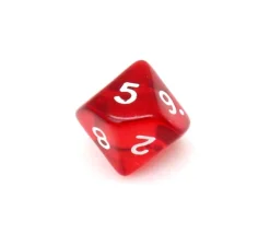 Dé 10 faces en translucide de 0 à 9 à l'unité (couleur mise au hasard)