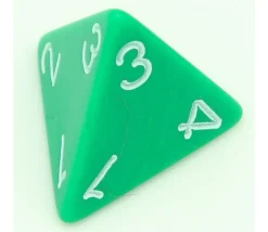 Dé 4 faces géant 1 à 4 opaque 31 mm jumbo à l'unité (couleur mise au hasard)