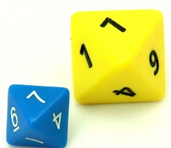 Dé 8 faces géant d8 opaques JUMBO à l'unité (couleur au hasard)