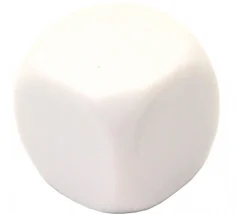 Dé 6 faces neutre 25 mm coins arrondis à personnaliser