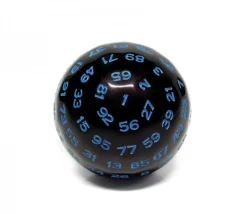 Dé 100 faces noir et bleu D100 de jeu