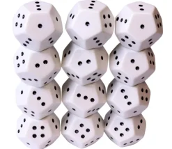 Dé 12 faces points avec 3 fois 1 à 4 JUMBO