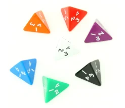Dé 4 faces pyramide 1 à 4 opaque à l'unité (couleur mise au hasard)