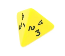 Dé 4 faces pyramide 1 à 4 opaque à l'unité (couleur mise au hasard)