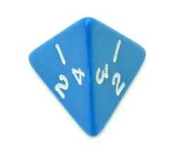 Dé 4 faces pyramide 1 à 4 opaque à l'unité (couleur mise au hasard)