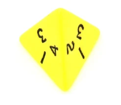 Dé 4 faces pyramide 1 à 4 opaque à l'unité (couleur mise au hasard)