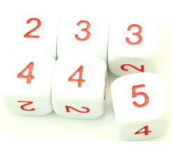 Dé à jouer 2 3 3 4 4 5 moyenne de 16 mm BLANC