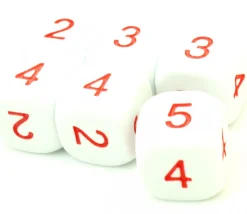 Dé à jouer 2 3 3 4 4 5 moyenne de 16 mm BLANC