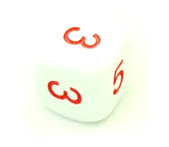 Dé à jouer 2 3 3 4 4 5 moyenne de 16 mm BLANC