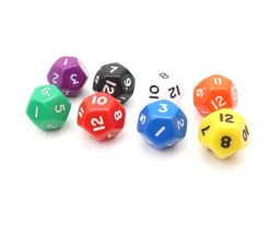 Dé à jouer 12 faces opaques dodécaèdre à l'unité (couleur mise au hasard)