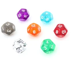 Dé à jouer 12 faces translucides dodécaèdre à l'unité (couleur mise au hasard)