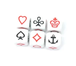 Dé à jouer Belote ancre couronne 16 mm avec atout coeur, pique, carreau et trèfle