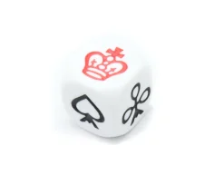 Dé à jouer Belote ancre couronne 16 mm avec atout coeur, pique, carreau et trèfle