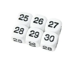 Dé à jouer BLANC 16 mm chiffres 25 à 30