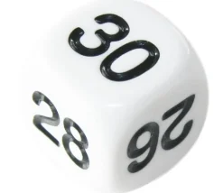 Dé à jouer BLANC 16 mm chiffres 25 à 30