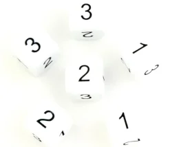 Dé à jouer BLANC 16 mm chiffres 123