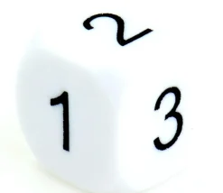 Dé à jouer BLANC 16 mm chiffres 123