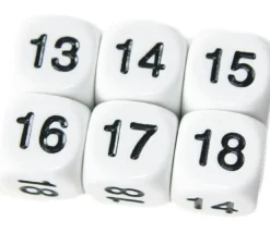 Dé à jouer BLANC 16 mm chiffres 13 à 18