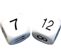 Dé à jouer BLANC 22 mm chiffres 7 à 12