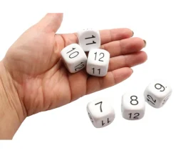 Dé à jouer BLANC 22 mm chiffres 7 à 12
