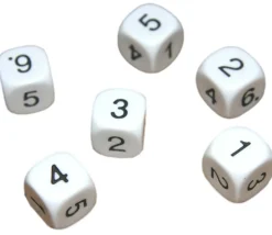 Dé à jouer chiffres 123456 16 mm de côté BLANC