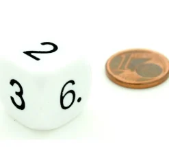 Dé à jouer chiffres 123456 16 mm de côté BLANC