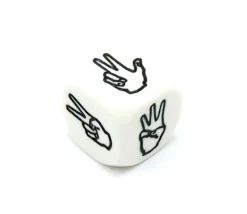 Dé à jouer main et doigts levés 123456 en 22 mm