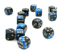 Dé à jouer marbré bleu/noir 16 mm
