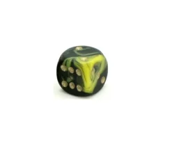 Dé à jouer marbré jaune/noir 16 mm