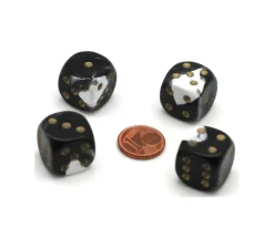 Dé à jouer marbré noir/blanc 16 mm