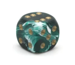 Dé à jouer marbré vert/blanc 16 mm