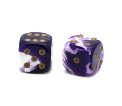 Dé à jouer marbré violet/blanc 16 mm