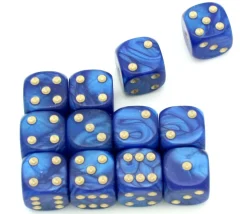 Dé à jouer nacré bleu de couleur 16 mm