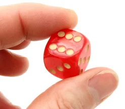 Dé à jouer nacré rouge 16 mm