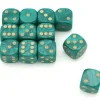 Dé à jouer nacré vert de couleur 16 mm