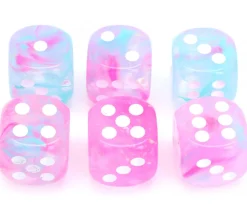 Dé à jouer Nebula fluorescent 16 mm wisteria/blanc