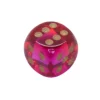 Dé à jouer translucide rouge-violet points dorés 16 mm