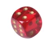 Dé à jouer translucide rouge doré 16 mm