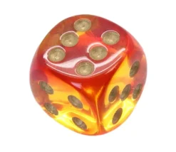 Dé à jouer translucide rouge doré 16 mm