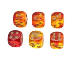 Dé à jouer translucide rouge doré 16 mm